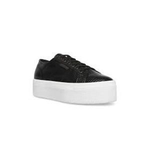 SUPERGA 2790 Faux Lizard Sneaker In Black/White size 10
